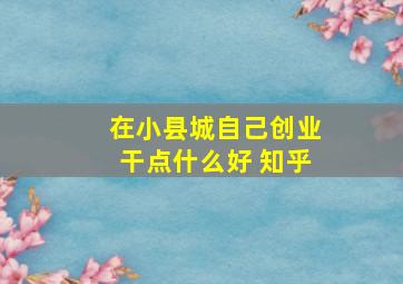 在小县城自己创业干点什么好 知乎